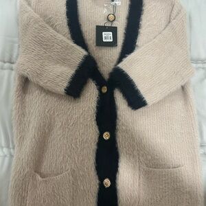 Bishop + Young Beige Sweater with Black Edging